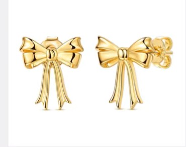 Sterling Silver Gold Bow Ear Studs