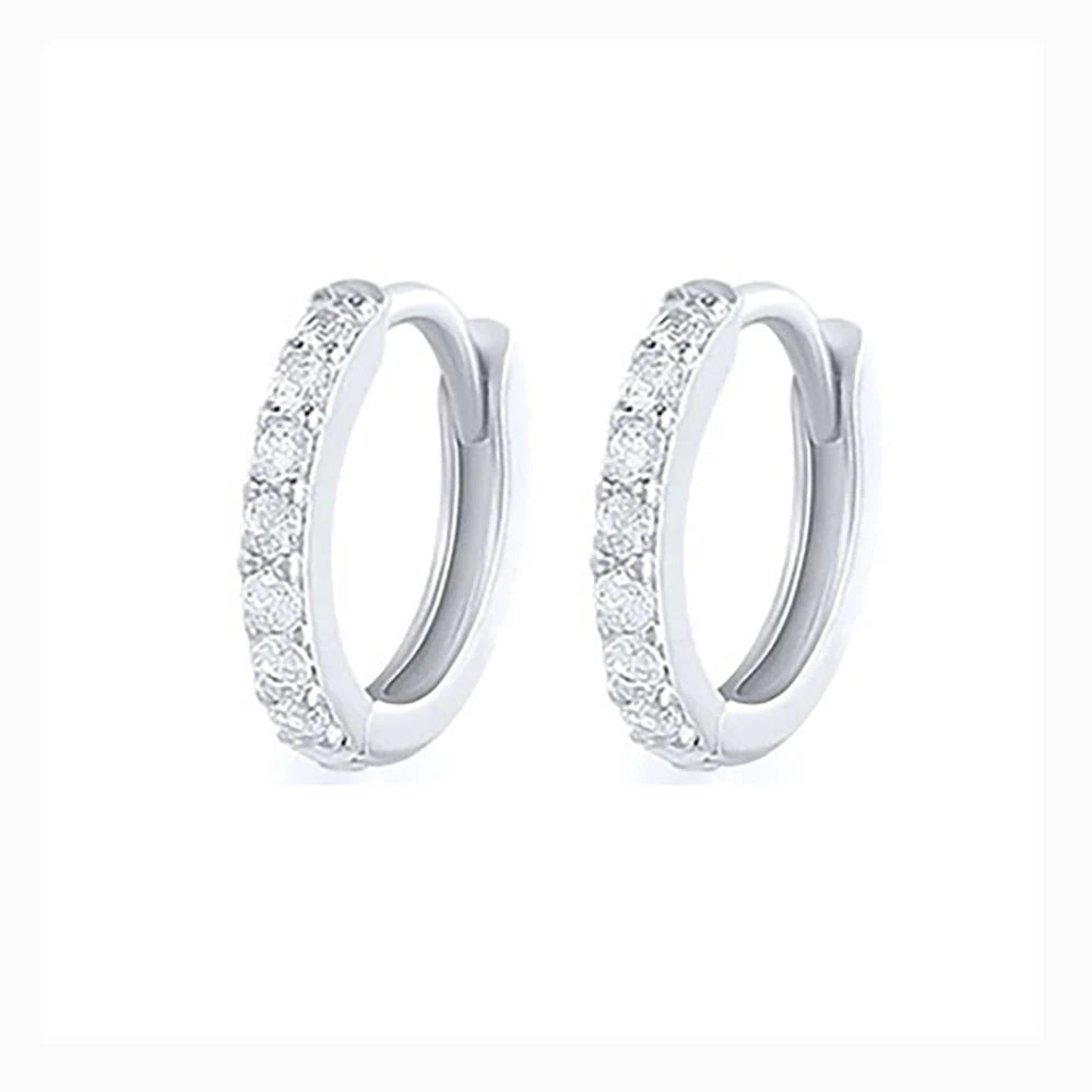 Stainless Steel Huggee Clicker Clear  CZ Earrings