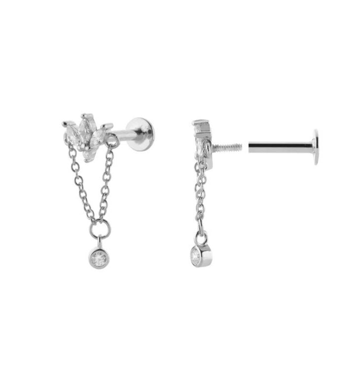 Hideaway Flower And Chain Labret Stud