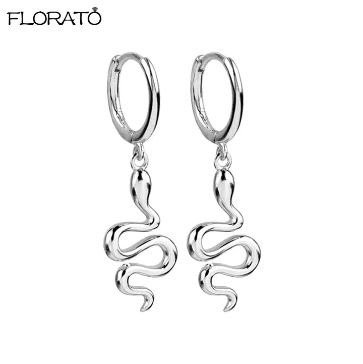 Sterling Silver Coiled Snake Clicker Hoops