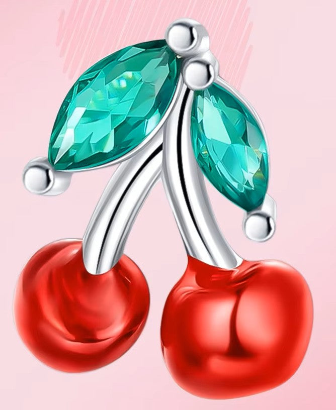 Sterling Silver Cherry Ear Studs