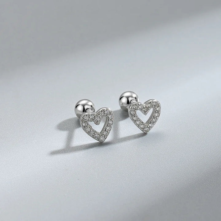 Heart Shaped Crystal Round back studs