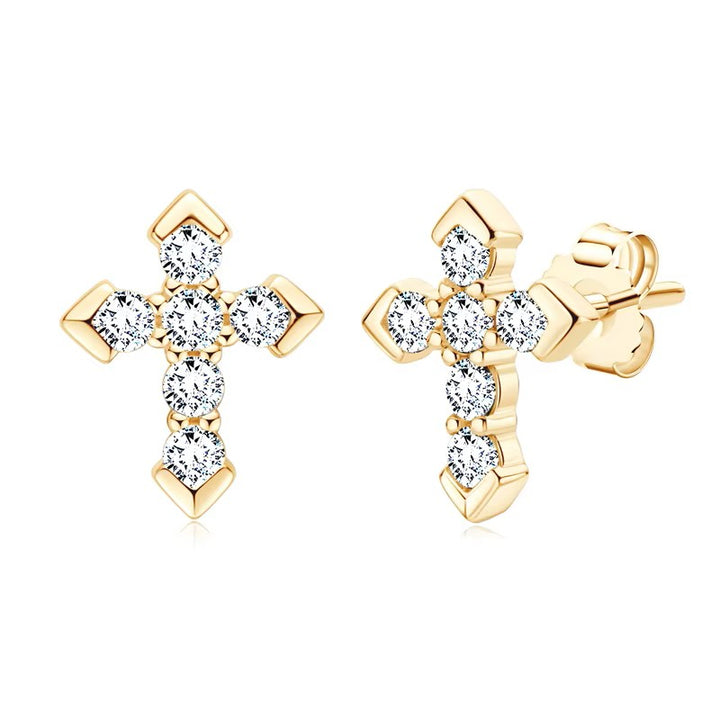 Sterling Silver 2.3mm VVS1 Round Cut Moissanite Cross Stud Earrings