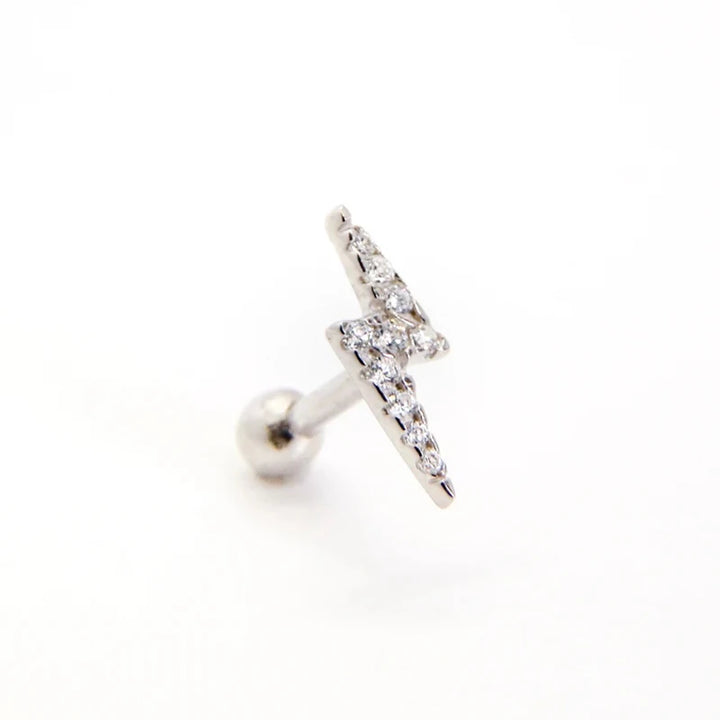 Lightning Flash Ball Back Stud CZ Clear