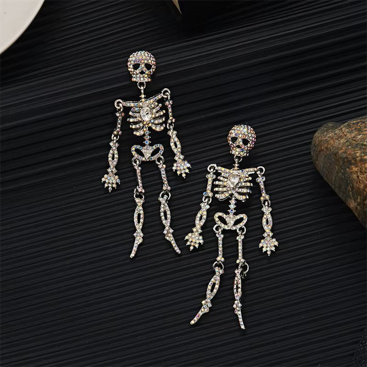 Rhinestone Skeleton Drop Earrings