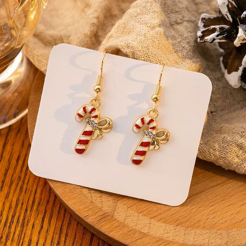 Christmas Candy Cane Drop Earrings