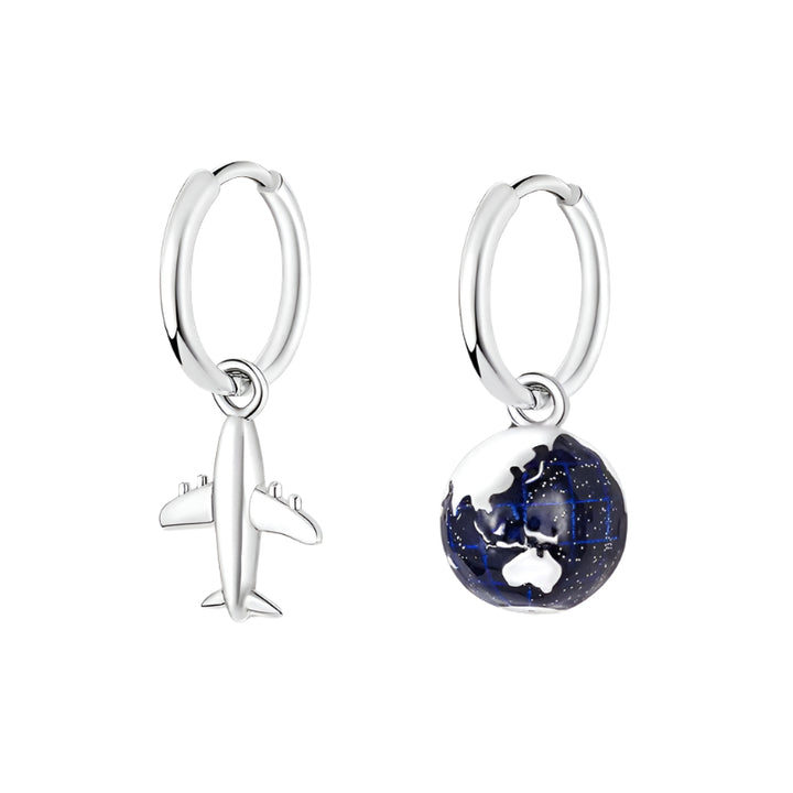 Sterling Silver World Traveller Clicker Hoop Earrings