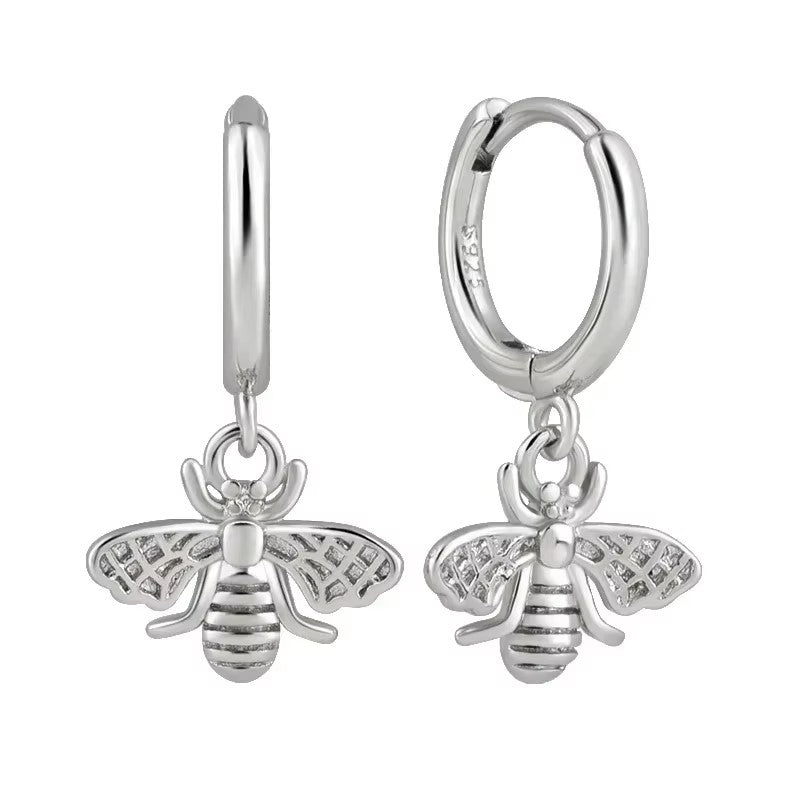 Sterling Silver bee drop Earring Clickers