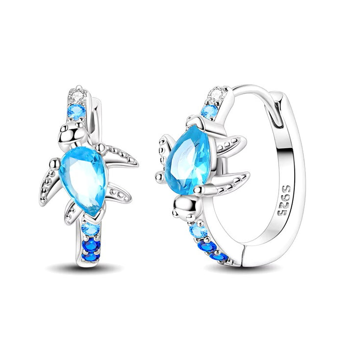 Sterling Silver Aqua Turtle Earrings