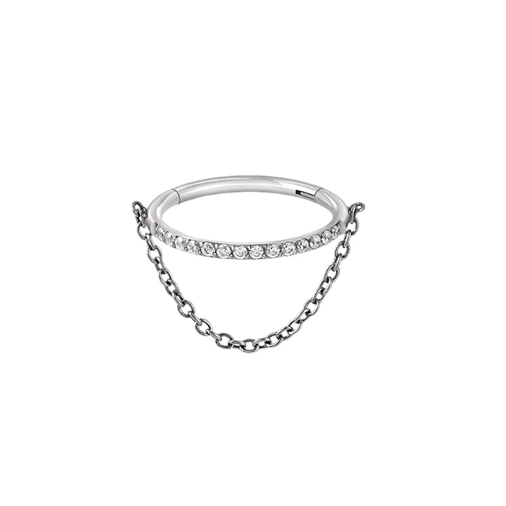 Titanium Pave CZ Clicker Chain Hoop