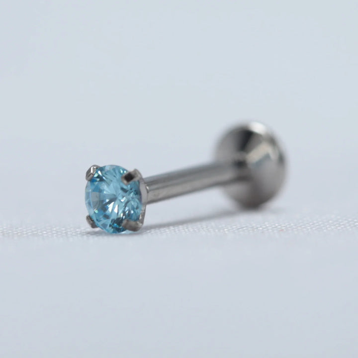 Titanium Claw Set CZ Labret Stud