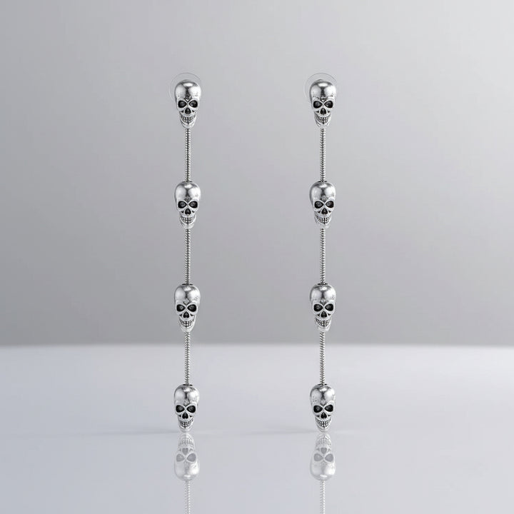 Skull Drop Ear Studs