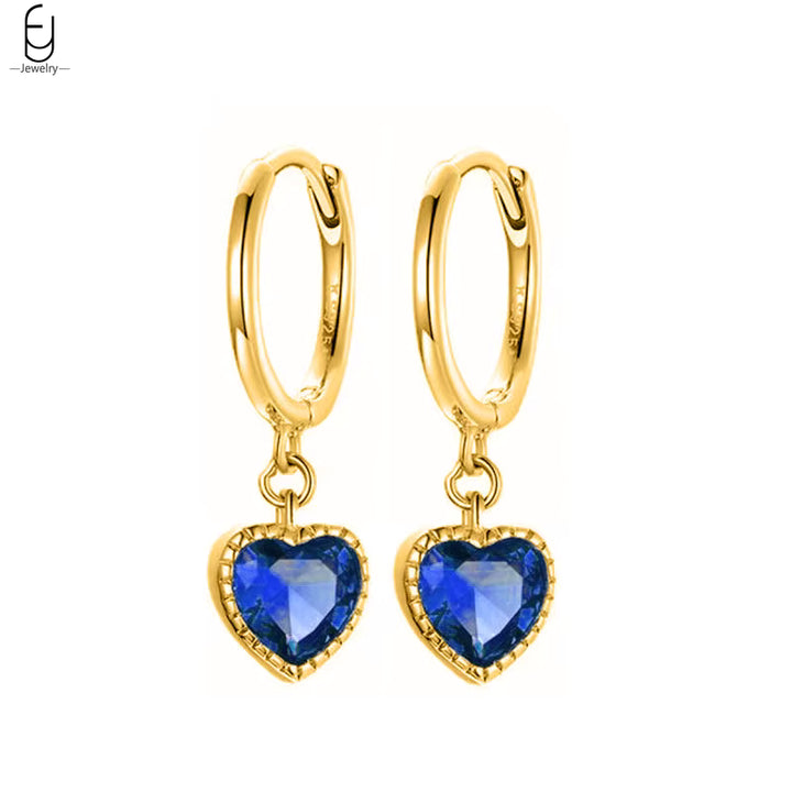 Sterling Silver Blue/Purple Heart Clicker Hoop