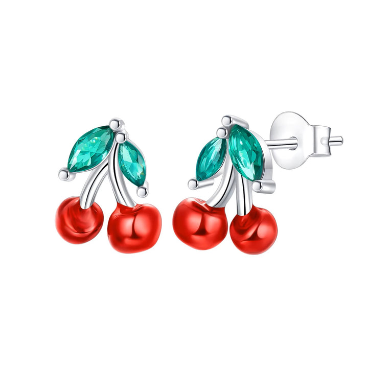 Sterling Silver Cherry Ear Studs