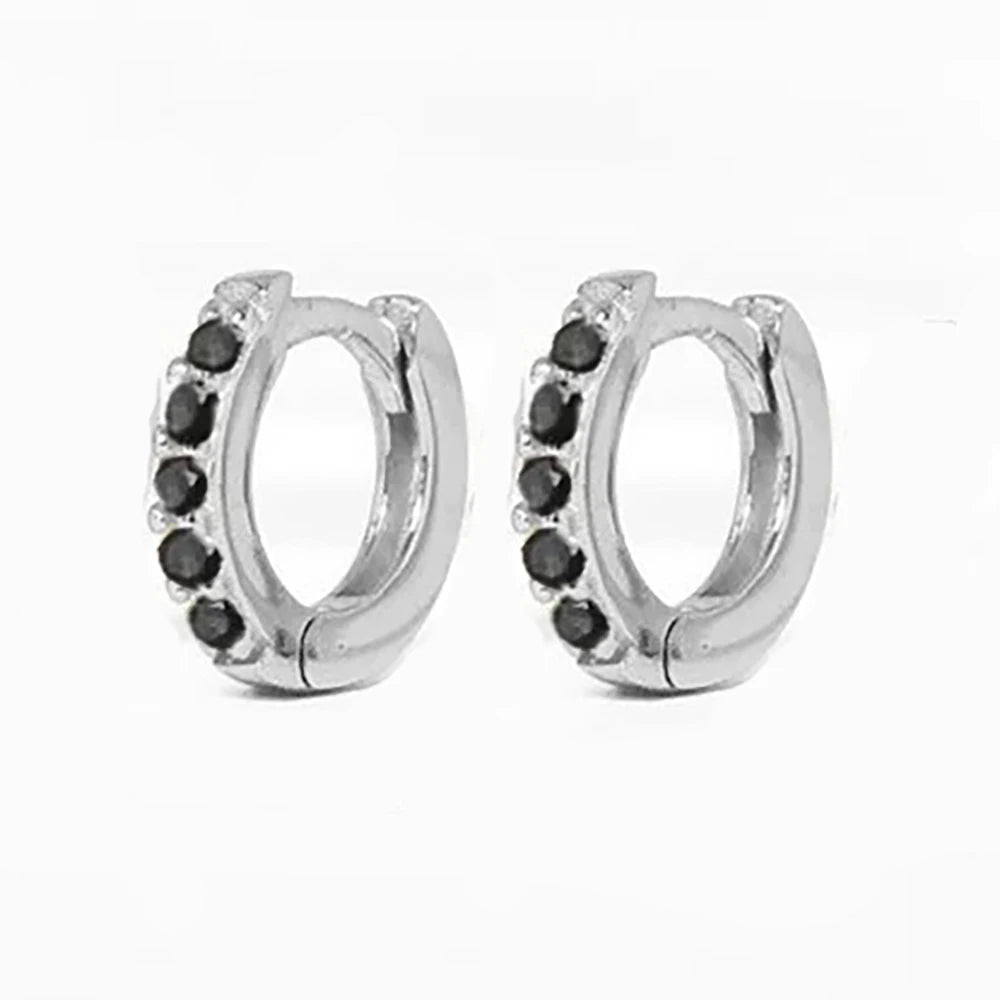 Zahiti Black Stoned Hoop Earrings