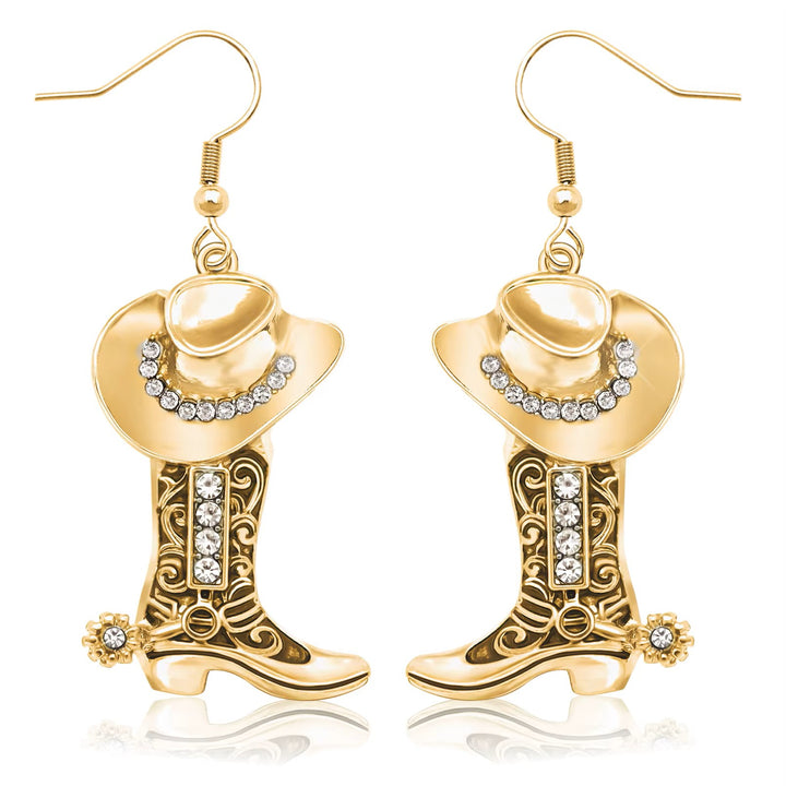Stainless Stell Drop cowgirl Rhinestone Earrings