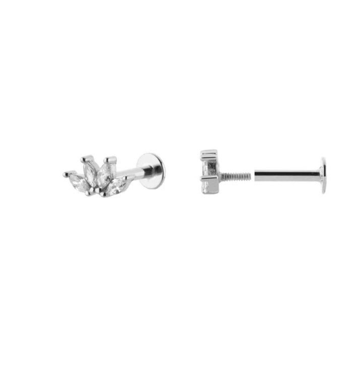 925 Sterling Silver4 Stone Tear Drop Labret Stud