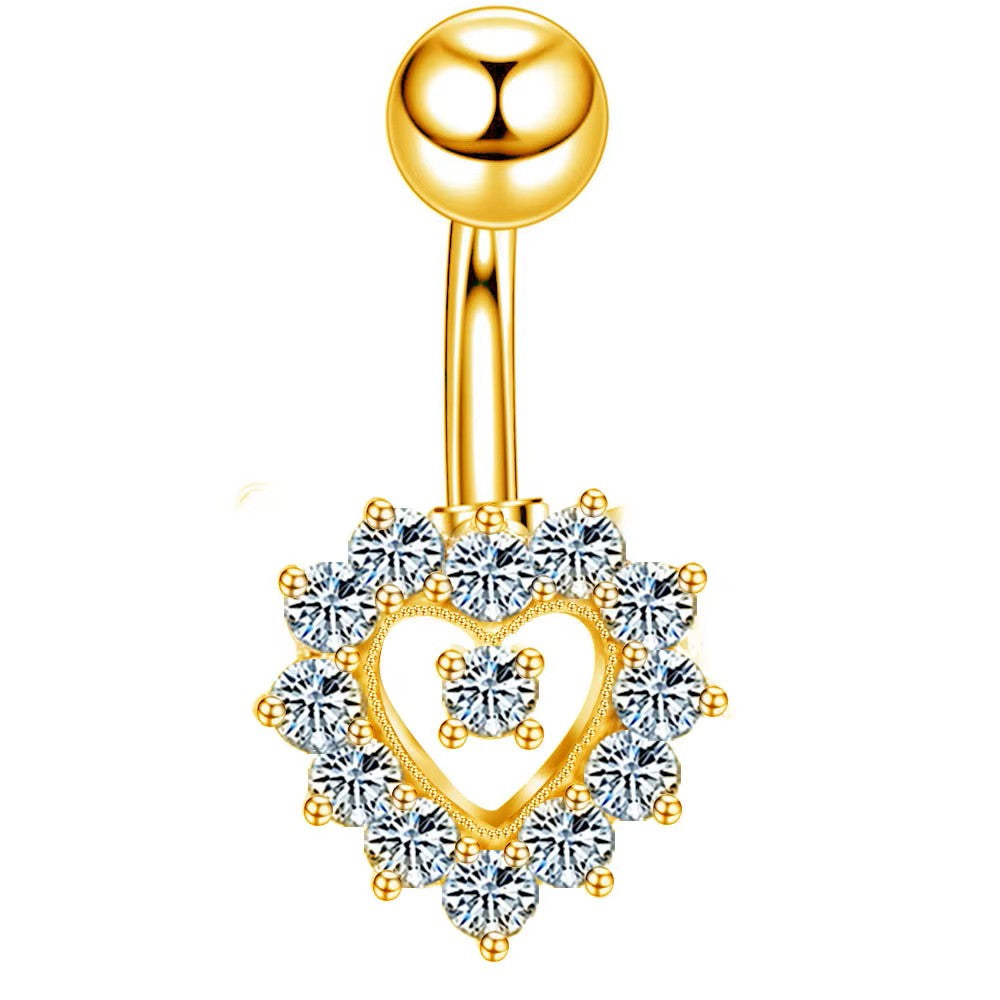 Surgical Stee CZ Heart Belly Bar