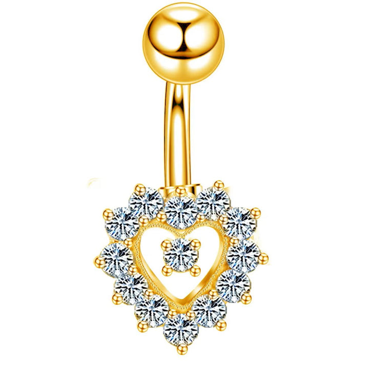 Surgical Stee CZ Heart Belly Bar