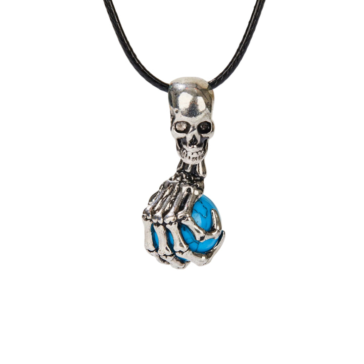Faux Gemstone Punk Skull Pendant Necklace Men's Jewelry
