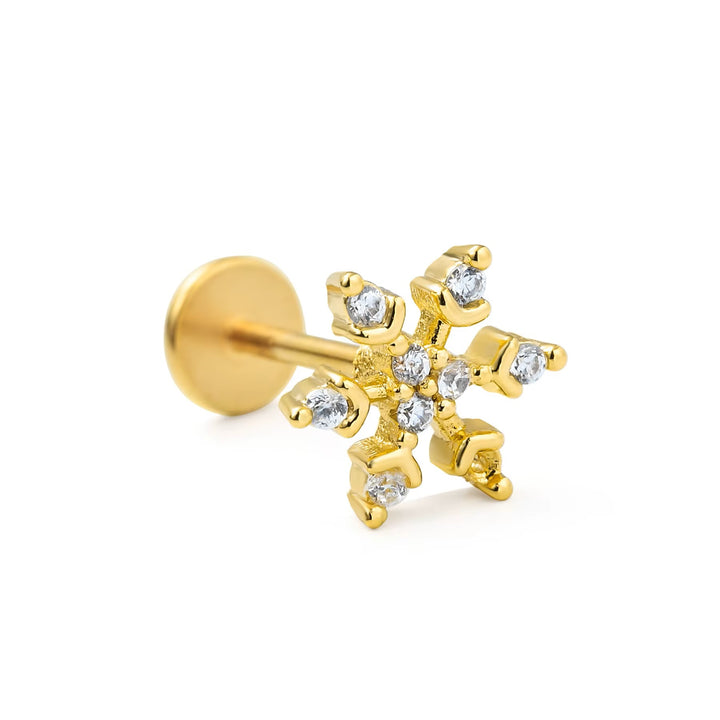 Titanium Snowflake CZ Stud
