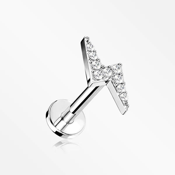 Sparkle 18K 925 Sterling Silver Lightning Bolt Labret Stud