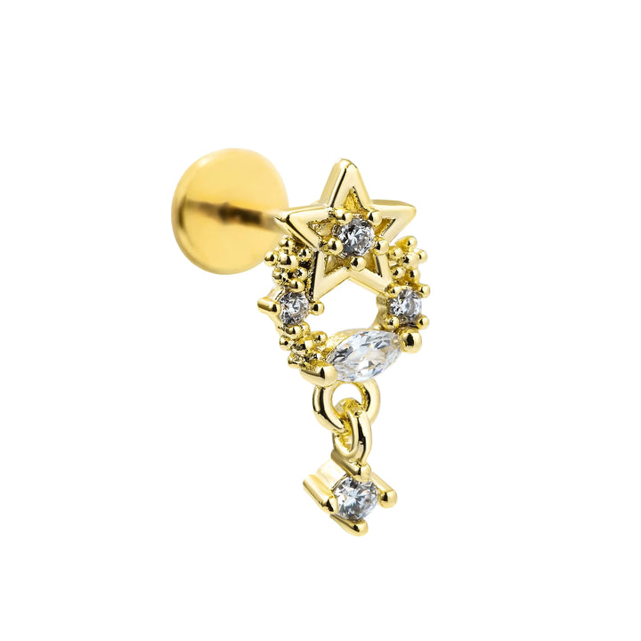 Titanium CZ Star Drop Stud