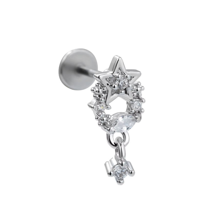 Titanium CZ Star Drop Stud