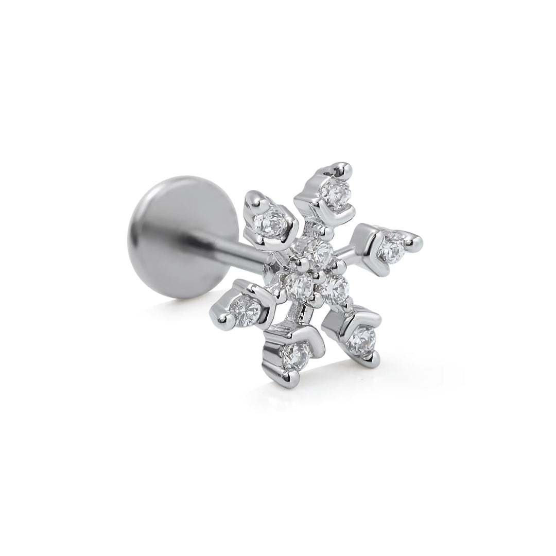Titanium Snowflake CZ Stud