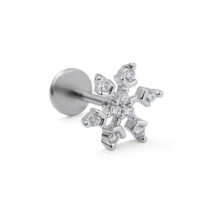 Titanium Snowflake CZ Stud