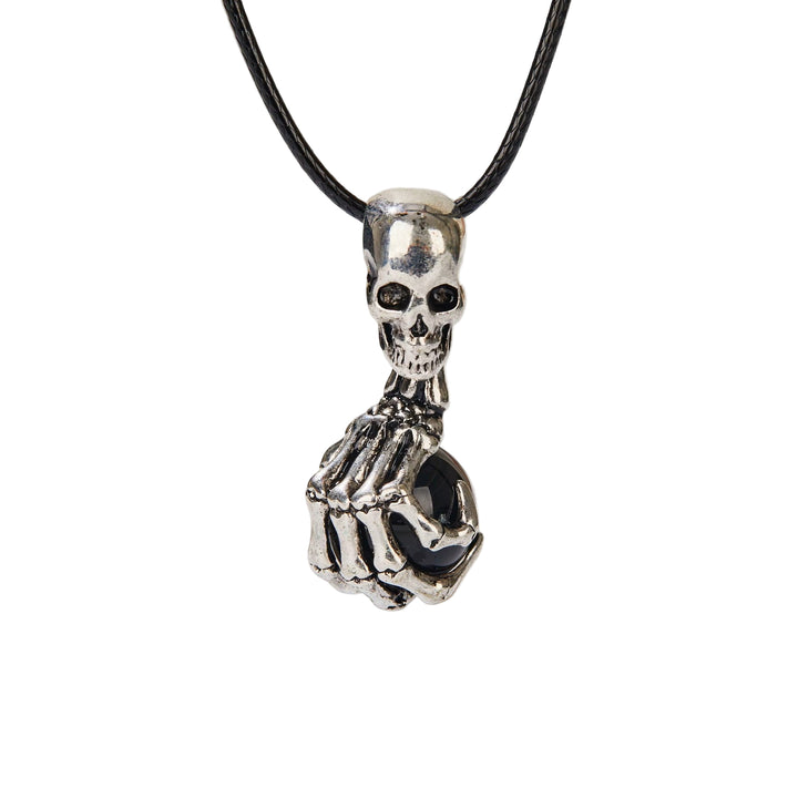 Faux Gemstone Punk Skull Pendant Necklace Men's Jewelry