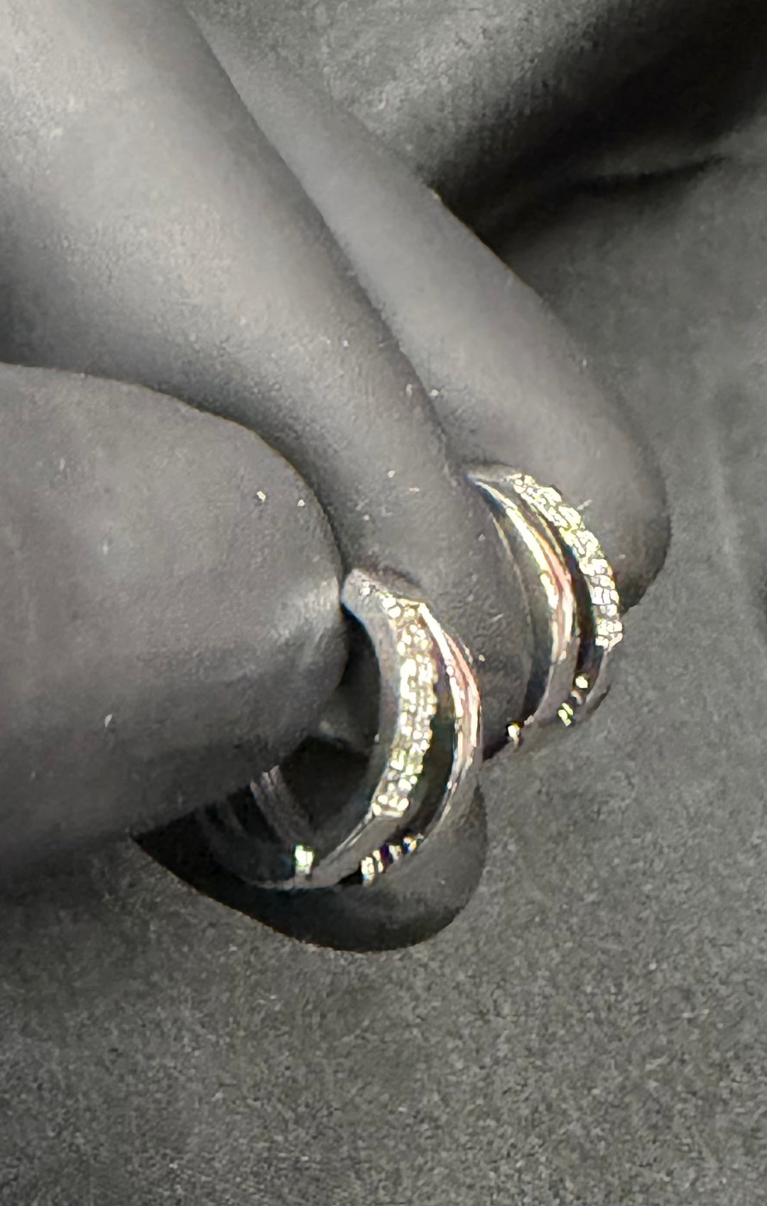 Sterling Silver CZ Split Hoop Clicker Earrings