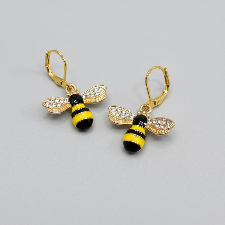 Bumble Bee CZ Drop Earrings