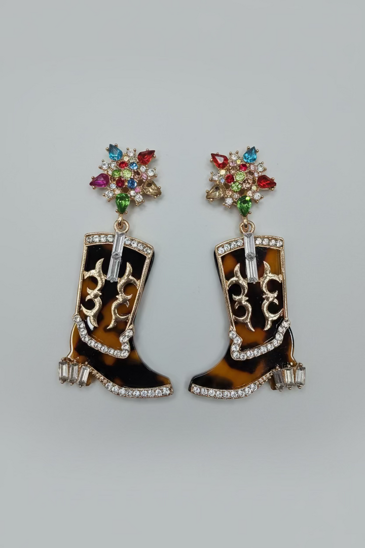 Multicolour Cowgirl Boot Drop Earrings