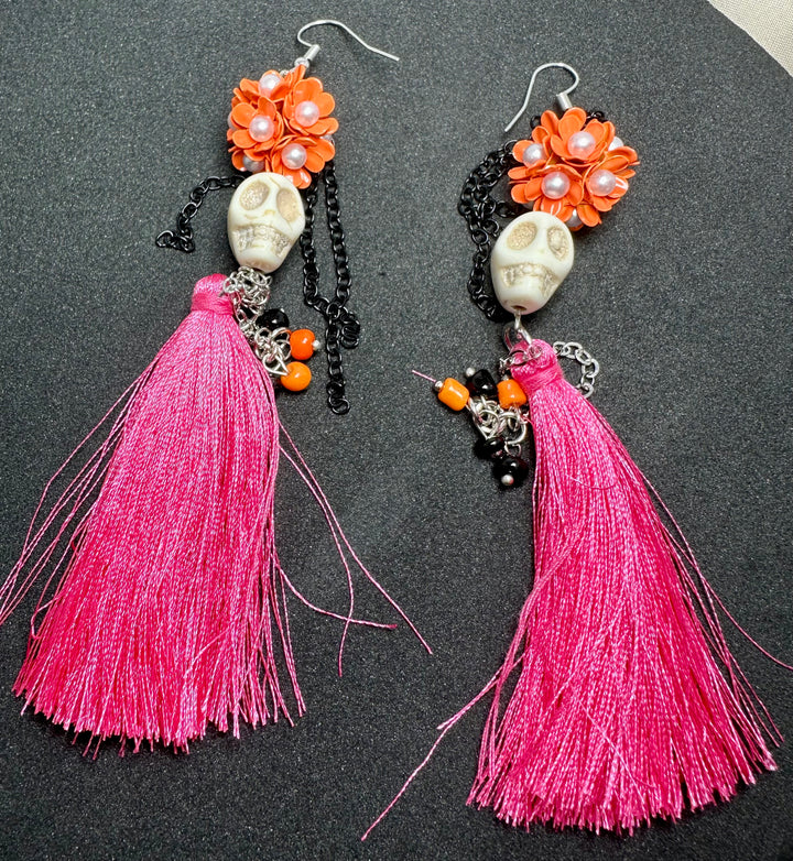 Gothic Punk Halloween Skeleton Dangle Earrings