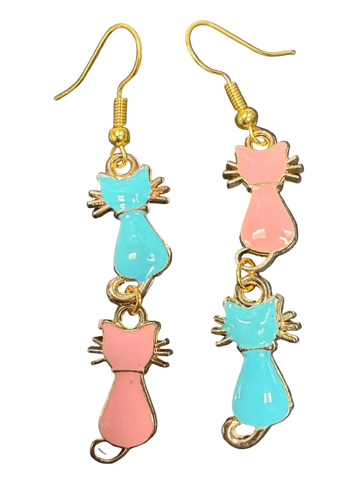 Double Kitty Drop Earrings