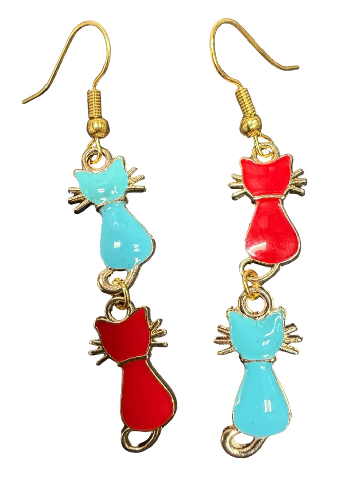 Double Kitty Drop Earrings