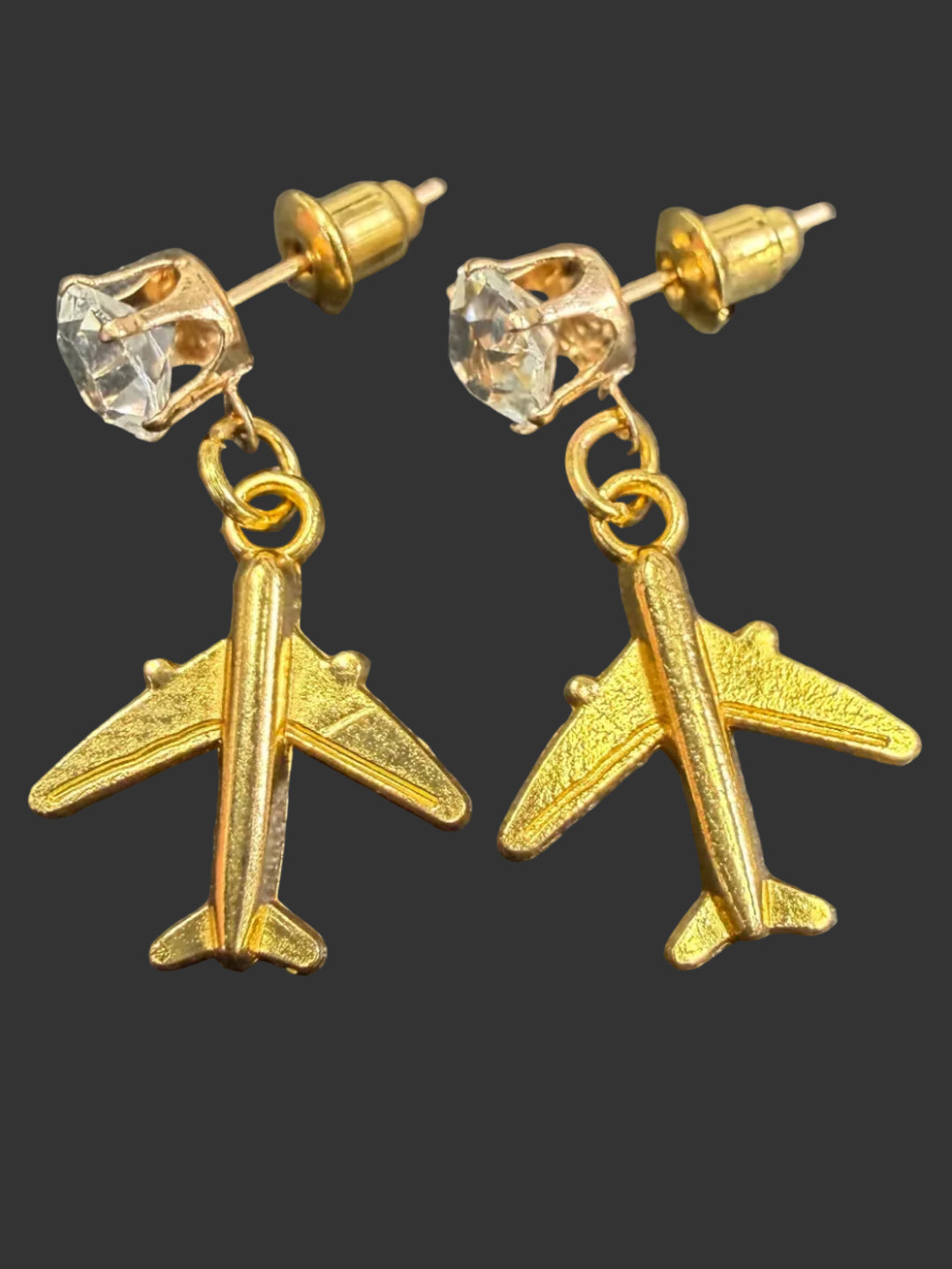 Travel Bug Airplane CZ Drop Earrings