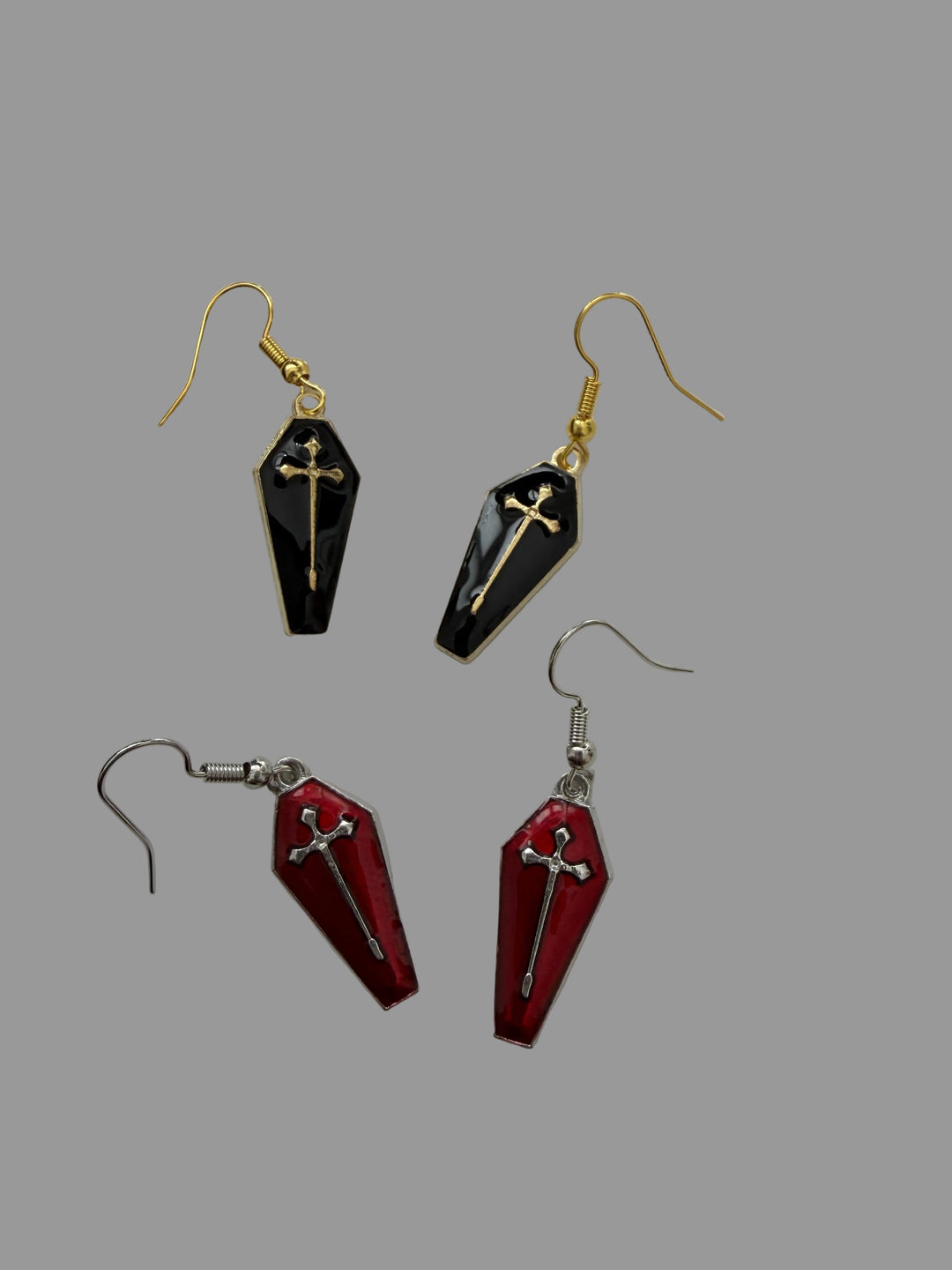 Drop Coffin Cross Earrings