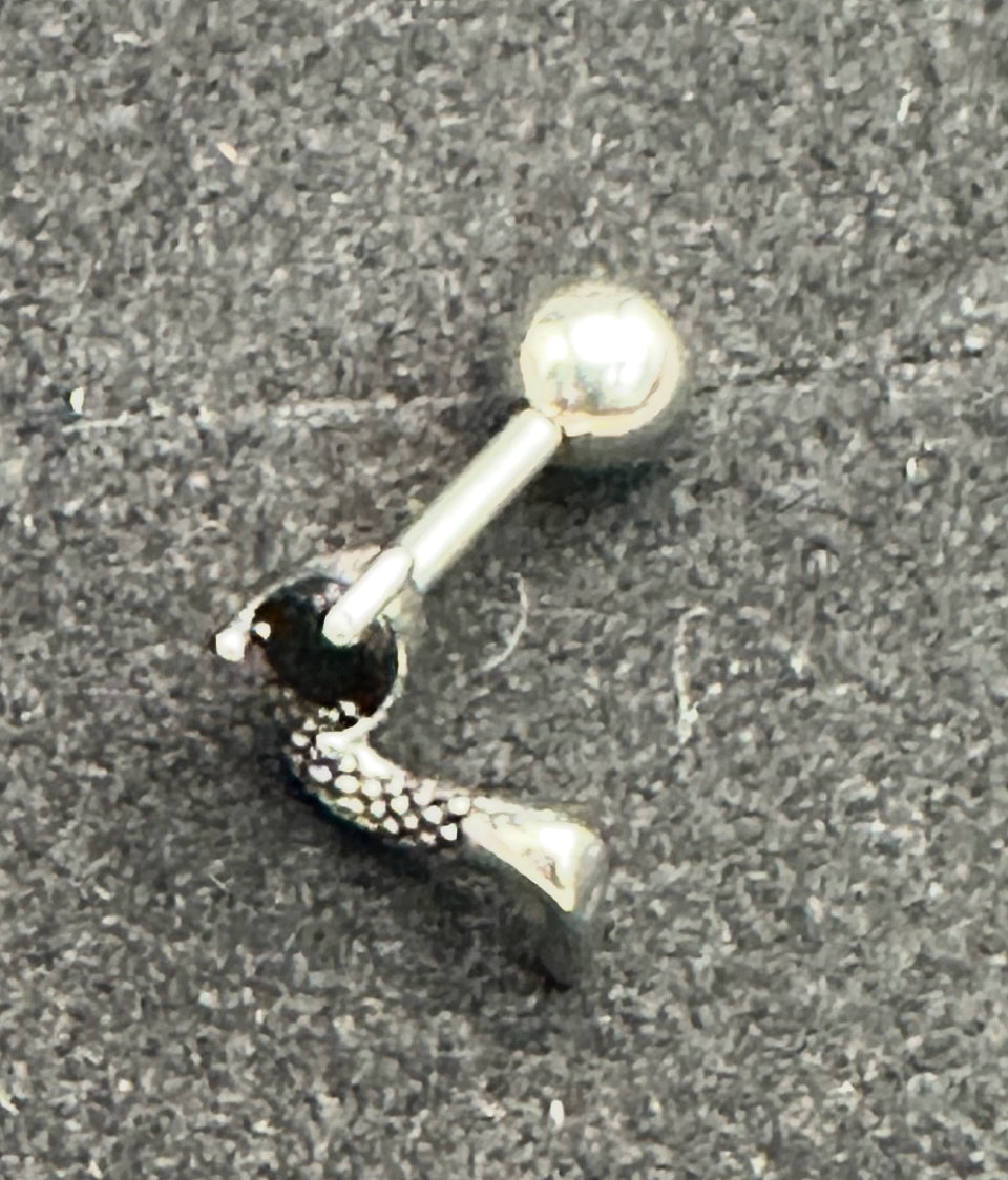 Stainless Steel CZ Serpent Ball Back Stud