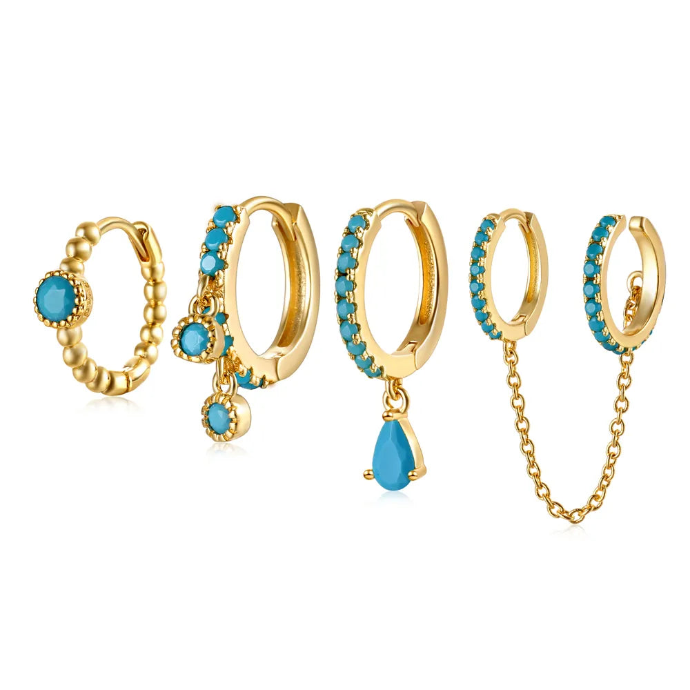 18k Gold Plated Jewelled Earring Set