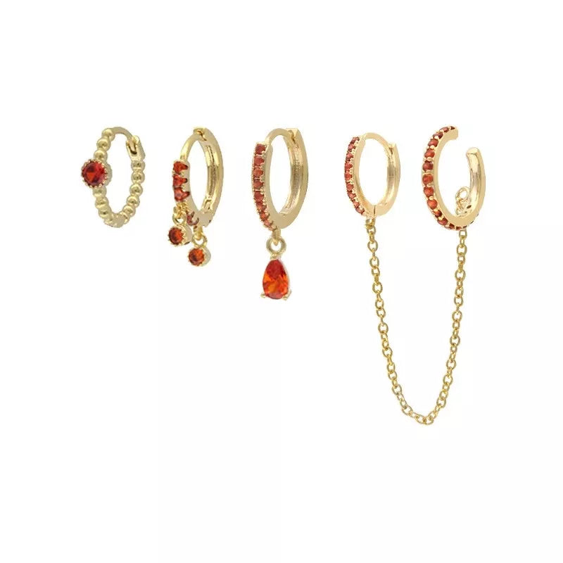 18k Gold Plated Jewelled Earring Set