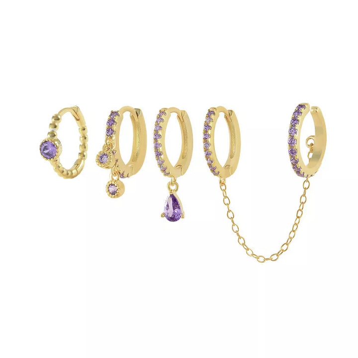 18k Gold Plated Jewelled Earring Set