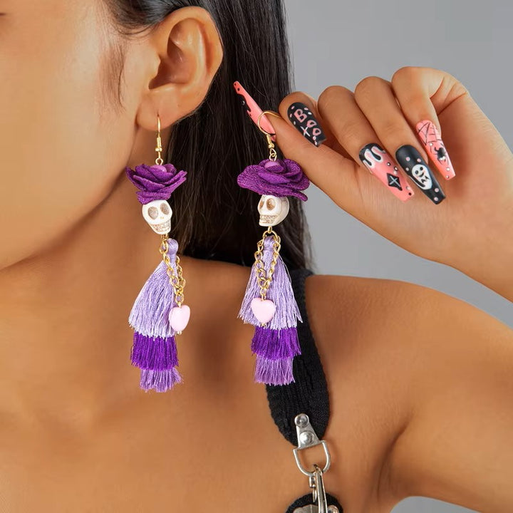 Gothic Punk Halloween Skeleton Dangle Earrings