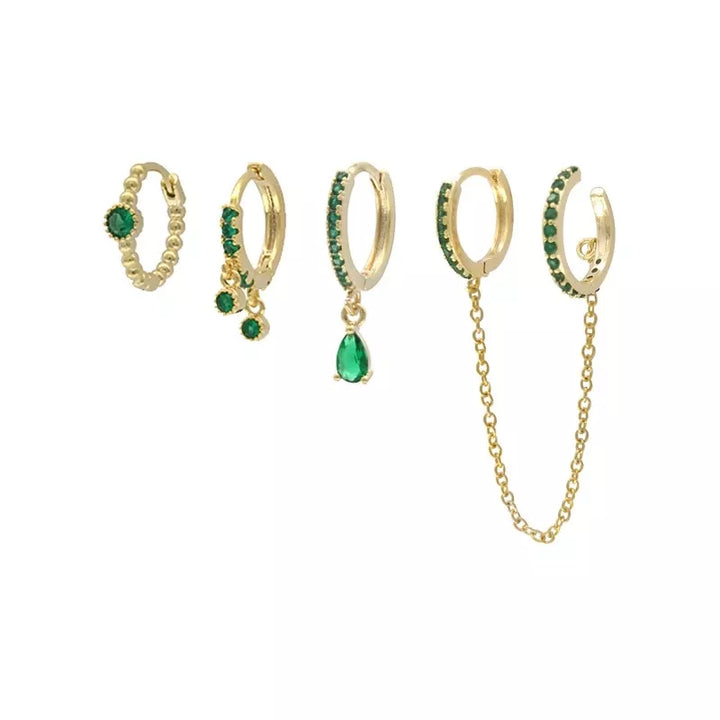 18k Gold Plated Jewelled Earring Set