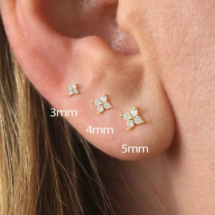 Sparkling flower ear Gold Plated studs.