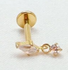 Mesmerising Titanium CZ Dangling Teardrop Labret Stud