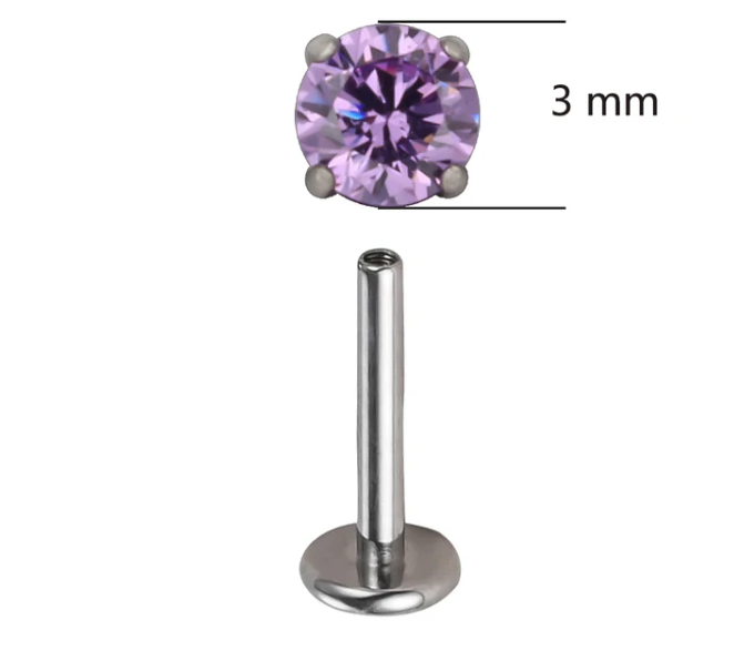 Titanium Labret Internally Threaded Flat Backed Stud