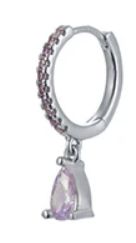 Lilac Teardrop Dangle Hoop