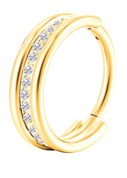 CZ Pave Set Three Band Clicker Hoop.